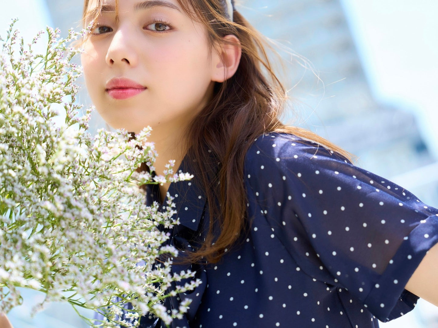 ボウタイ付きシャツロングワンピース