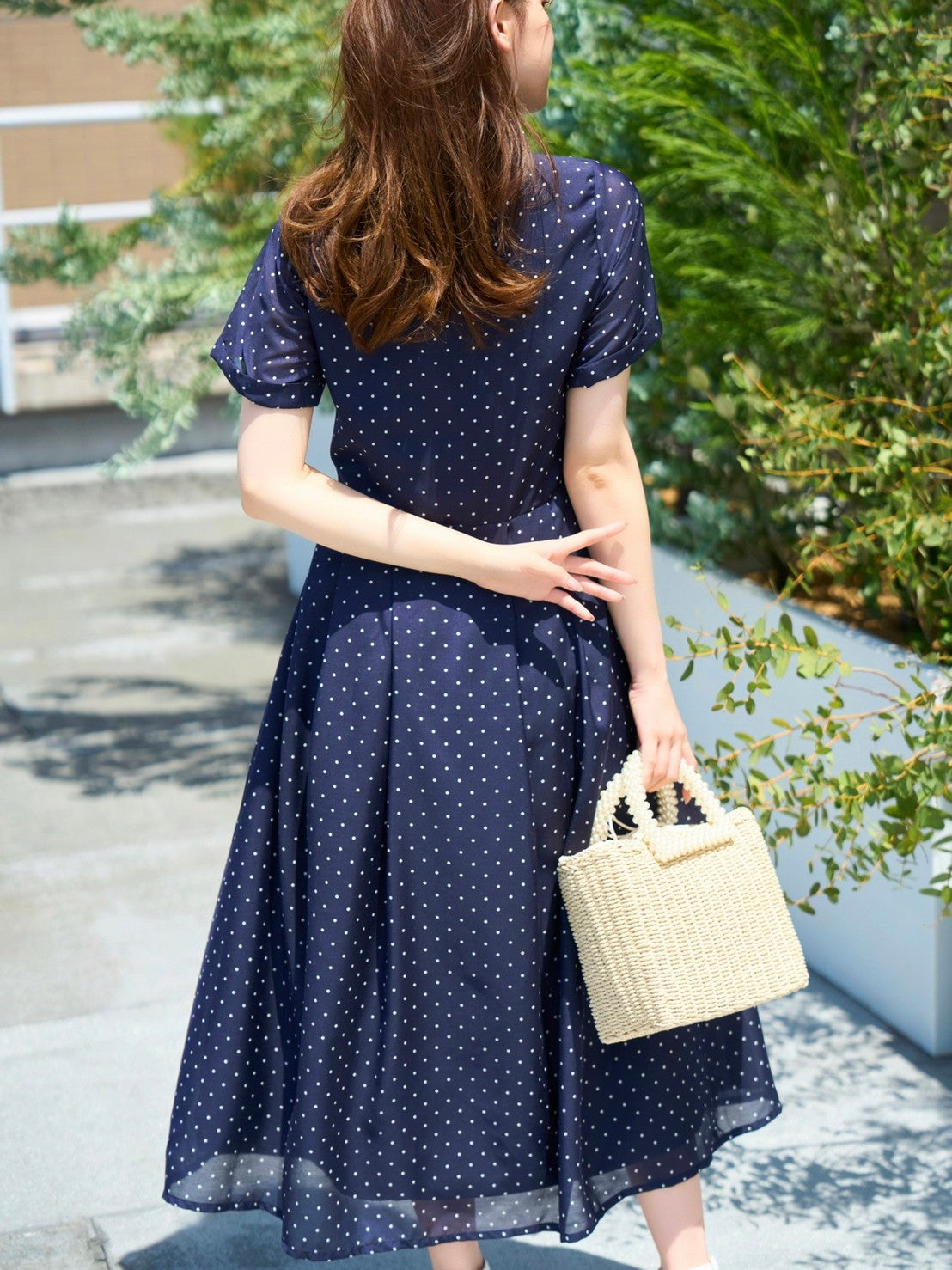ボウタイ付きシャツロングワンピース