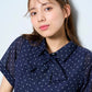 ボウタイ付きシャツロングワンピース
